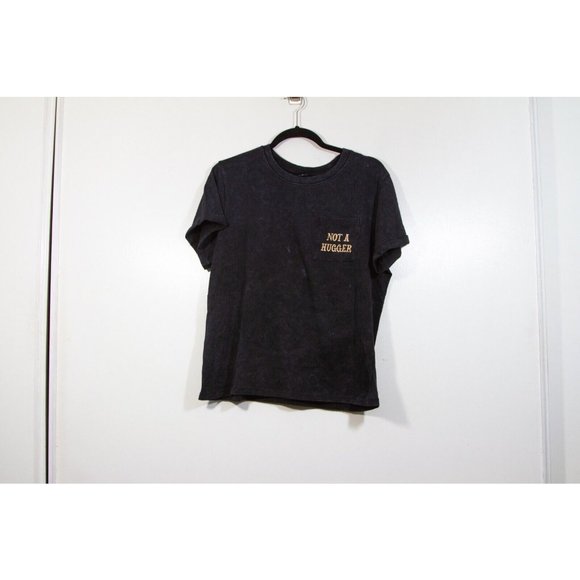 Vibe N Not A Hugger Black Cactus Sarcastic  Graphics Funny Womens Crop Top. - Picture 1 of 3